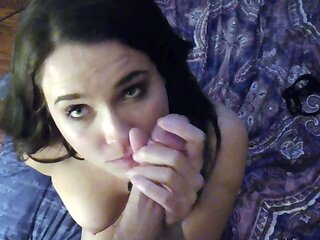 Brunette slut pov blowjob in close up HD