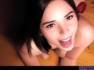 Cartoon Monster invades and fucks tied up pretty brunette