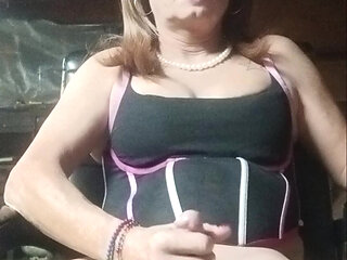 Me Brandon Diamond in pink lingerie.