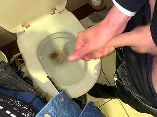 Pissing Together Then Jerk Together, but Cant Cum, Someone Comes