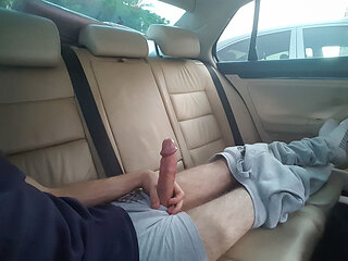 jerking off and cum in the car