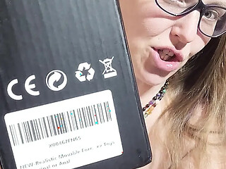 Squirty girl gets squirted by huge dildo