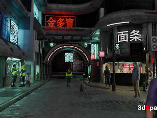 Neon Dreams 2077 - Hot cyberpunk futa fucks sexy girl - blowjob, cowgirl, doggystyle & cumshot