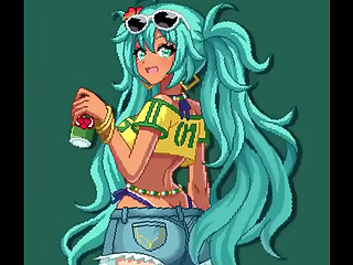 Brazilian version of Hatsune Miku sings while shaking her hips.