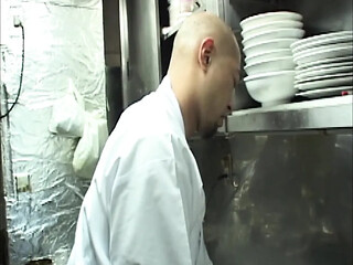 Japanese waitress gets fucked by her boss in a sexy romance