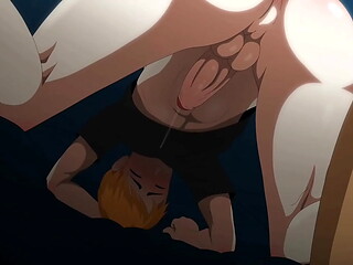 Twink de 19 anos acha que aguenta o daddy Urso maduro de 55 anos - Hentai anime yaoi
