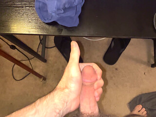 Handsome horny hairy erect cock dick penis dong at my desk