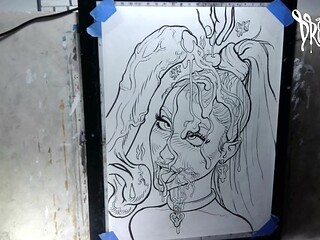 Celebrity cartoon drawing with ponytail gets facial from big uncut cock
