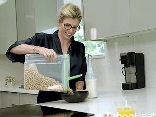 MIILF Cory Chase with glasses wants to be fucked in the kitchen