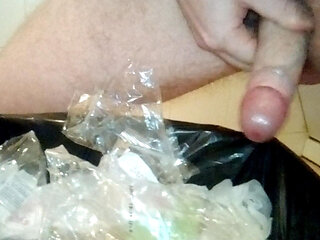 John is pissing and cumming in the trash