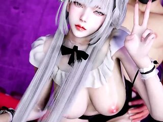 3D Asian Babe Naked Her Perfect Ass Sitting on the Big Dick