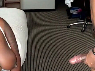 Giana Gives a Sloppy Blowjob to a Masked Stranger in a Hotel Room