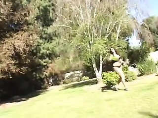 Round booty nympho gets her tight black pussy slammed sideways