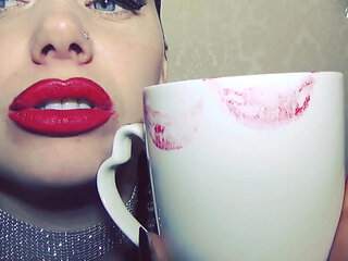 Valentines red marks on glass