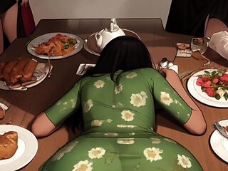 My Woman Was Sitting on My Lap Wearing a Dress so I Snuck My Dick Inside Her in Front of Everyone on Thanksgiving