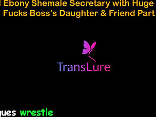 English Audio Sex Story - Tall Ebony Shemale Secretary with Huge Cock - Fucks Boss's Stepdaughter & Friend - Part 3
