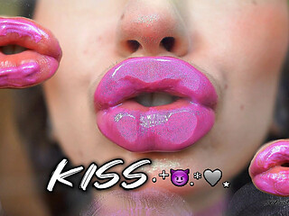 Nasty Messy Purple Lipgloss Kiss Spit Kissing