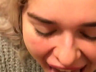 Blonde Slut Drinks Coffee with Cum