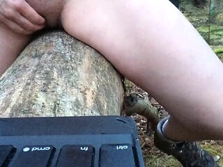 Horny teen girl finds a hidden spot in the woods to enjoy some private time.