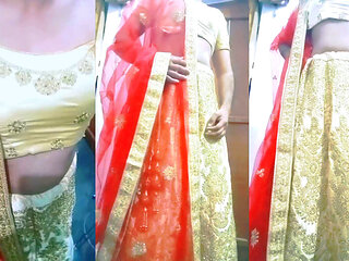 Indian Gay Crossdresser Gaurisissy Feeling Horny in Golden Lehanga
