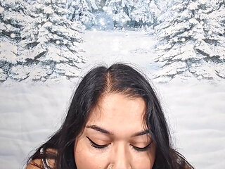 BBW Gives Deepthroat Blow Job & Strips for You