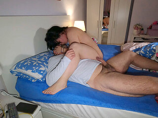 MILF Stepmom alone at home FUCKS her Stepson and he CUM INSIDE.