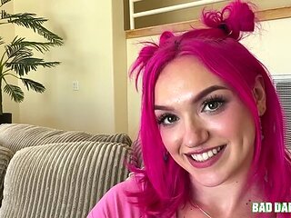 An awesome dick-riding session with a pink-haired hottie Gracie Gates