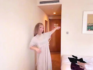 Cute office lady Sara gets a surprise creampie at the hotel