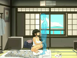 hentai game summer days vacation . hot brunette making a blowjob