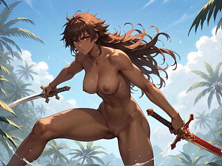 Tropical Beach Solo Woman's Coffee Break