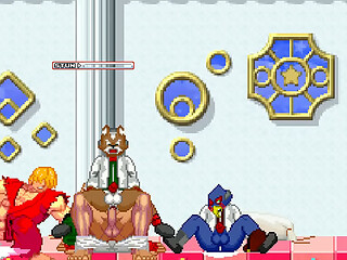 MUGEN: Ryu &amp_ Ken Masters VS Fox McCloud &amp_ Falco Lombardi