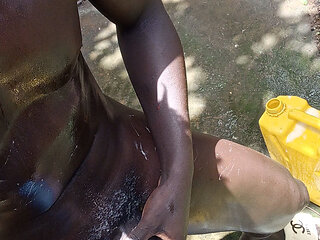 Mature Hard Black Dick Gets Real Shower