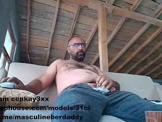 Your Master Is Tired and Can't Control Arousal While Smoking a Cigarette and Ejaculates.