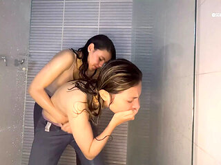 Horny Latina Lesbians Fucking Hard in Shower with Wet Jeans - Scarlettandc