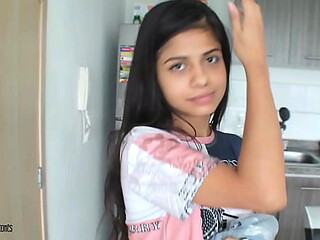 Hot Latina stepsister gets creampied doggystyle
