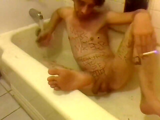 Shaving My Crotch and Peeing Assfucking Myself with Handle of My Face Shaver
