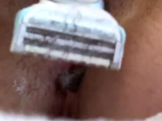 Shaving My Very Hairy Pussy Close up. Shaved Pussy and Small Breasts