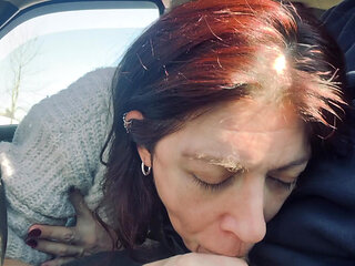 Great blowjob and showing off fresh sperm