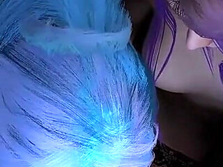Two girls with brightly colored hair double blowjob : 3D Porn