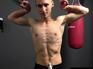 Hot Athletic Czech Boy Muscle Worship and Big Dick Handjob
