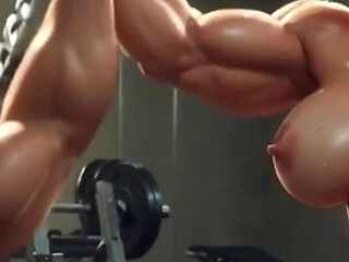 Strong Muscular Woman Crushing Slave with Foot Worship During Training