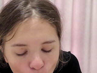Horny After Party, She's Covered in Cum After Deepthroat Blowjob