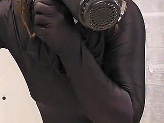 Nylon Zentai Catsuit and Gasmask Hot Encasement
