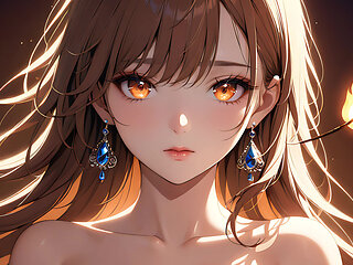 Ember Kiss: a Beautiful Young Woman Lit by a Tiny Flame