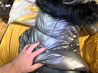 Leather Fetish Overload - 4 Cumshots on My Pants & Puffy Downjacket