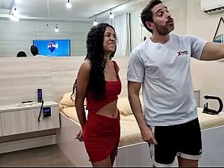 Young Latina Talitinha gets a mouthful of Jr Doidera's cum