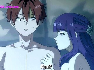 Unexpected hook-up between Fern and Stark under the starry sky in this anime parody