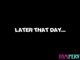 Horny stepbro grabs teen stepsister's attention with his big dick