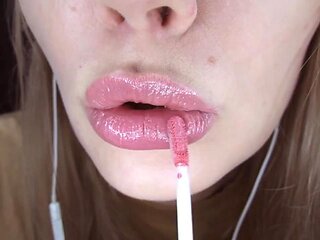 ASMR kiss: Amateur, Brunette  Solo Porn