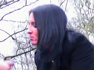 Cum Slut Wife Amy Johnson Sucks off Her Husband in the Woods